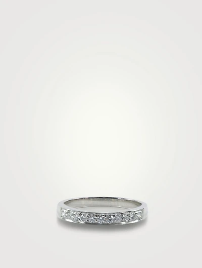 2.5mm Bead Set Platinum Partway Band Ring With Diamonds