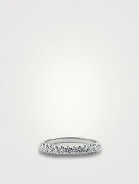 Fishtail Platinum Partway Band Ring With Diamonds