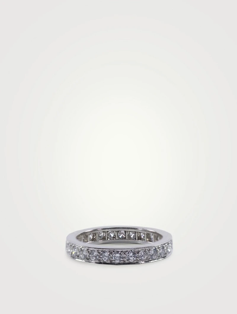 3mm Bead Set Platinum Eternity Band Ring With Diamonds