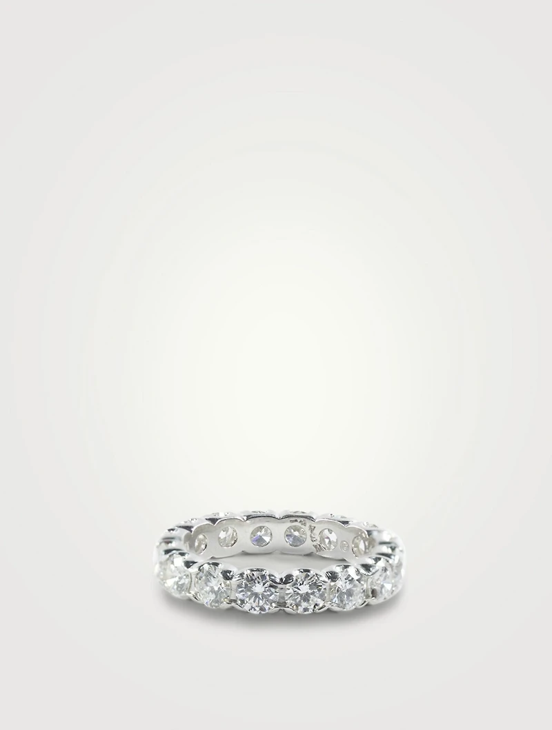 Fishtail 3.75mm Platinum Eternity Band Ring With Diamonds