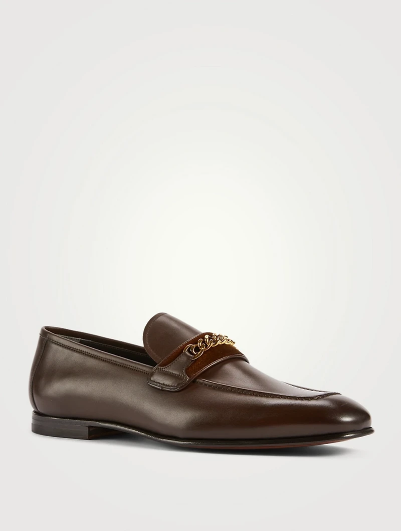 Sean Burnish Leather Chain Loafers
