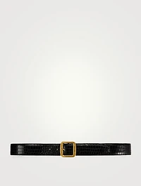 Crocodile-Effect Leather Belt