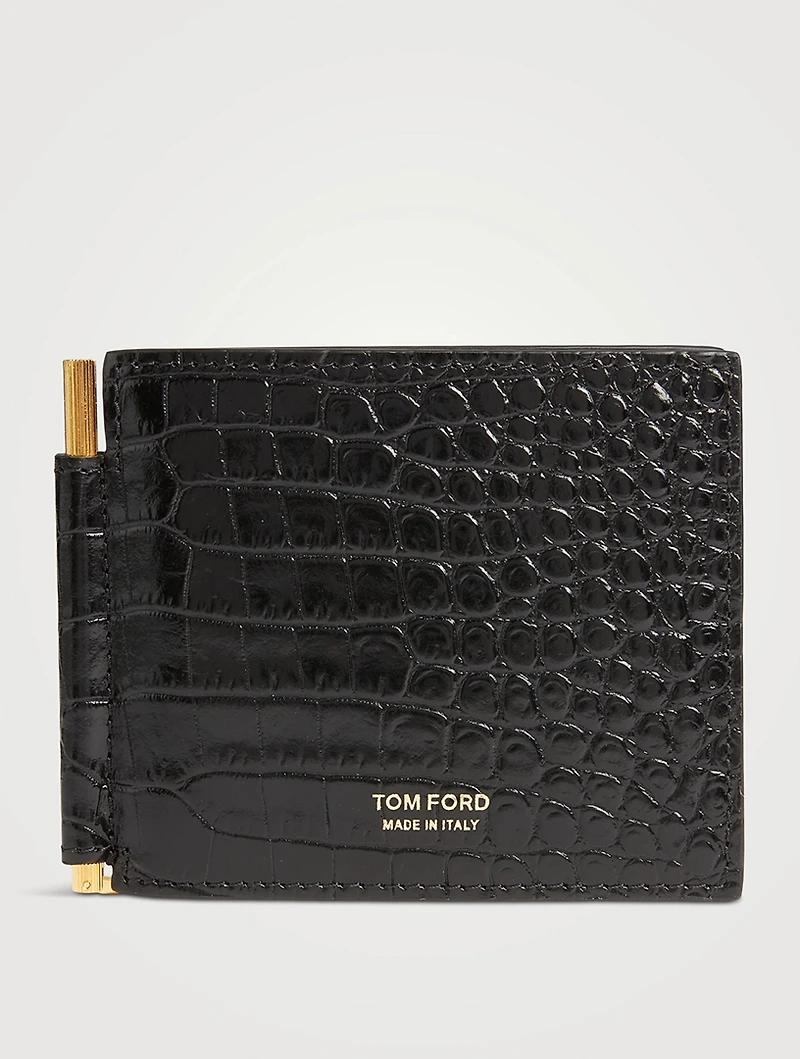 Croc-Embossed Leather Bifold Wallet