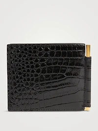 Croc-Embossed Leather Bifold Wallet