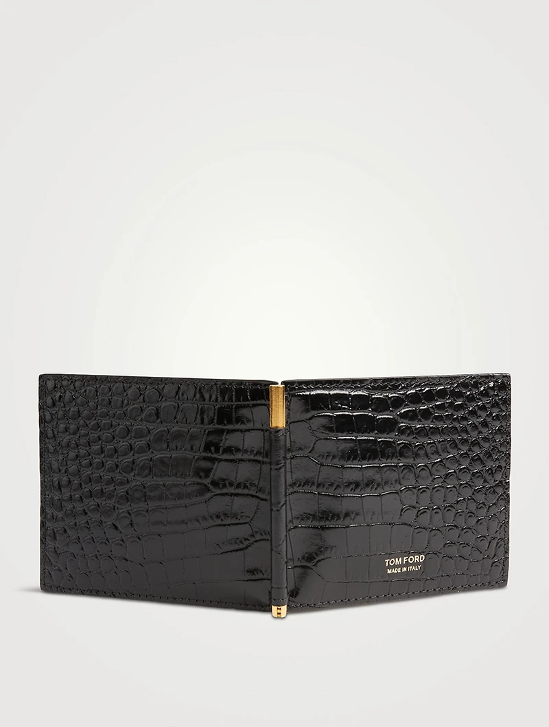 Croc-Embossed Leather Bifold Wallet