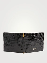 Croc-Embossed Leather Bifold Wallet