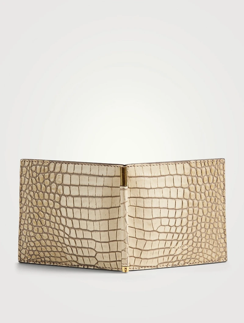 Croc-Embossed Leather Bifold Wallet