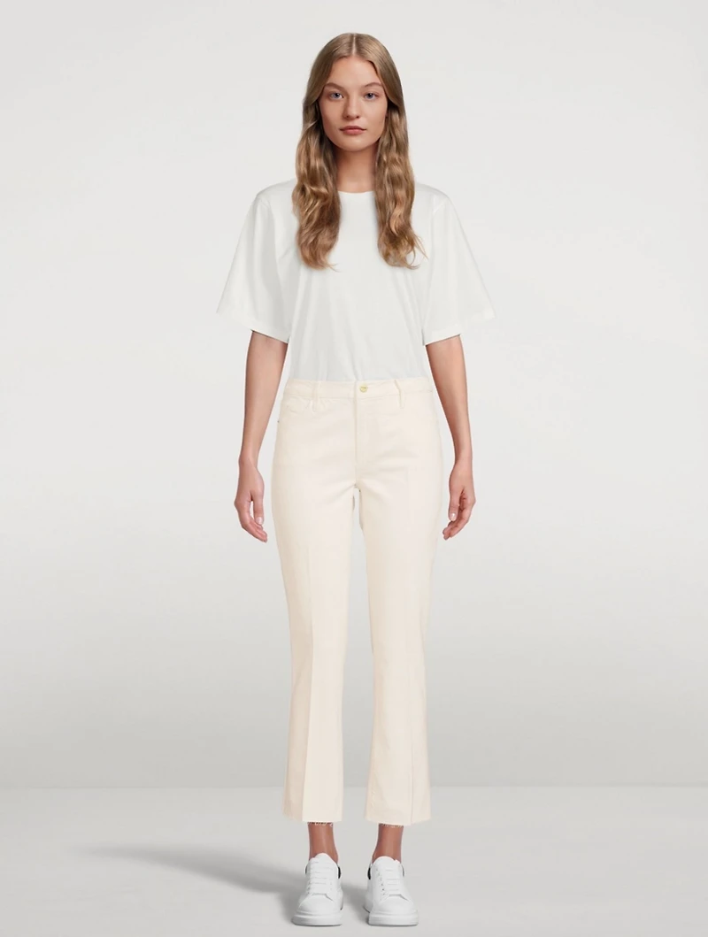 Le Crop Mini Bootcut Jeans With Raw Fray