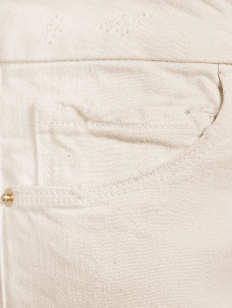 Le Crop Mini Bootcut Jeans With Raw Fray