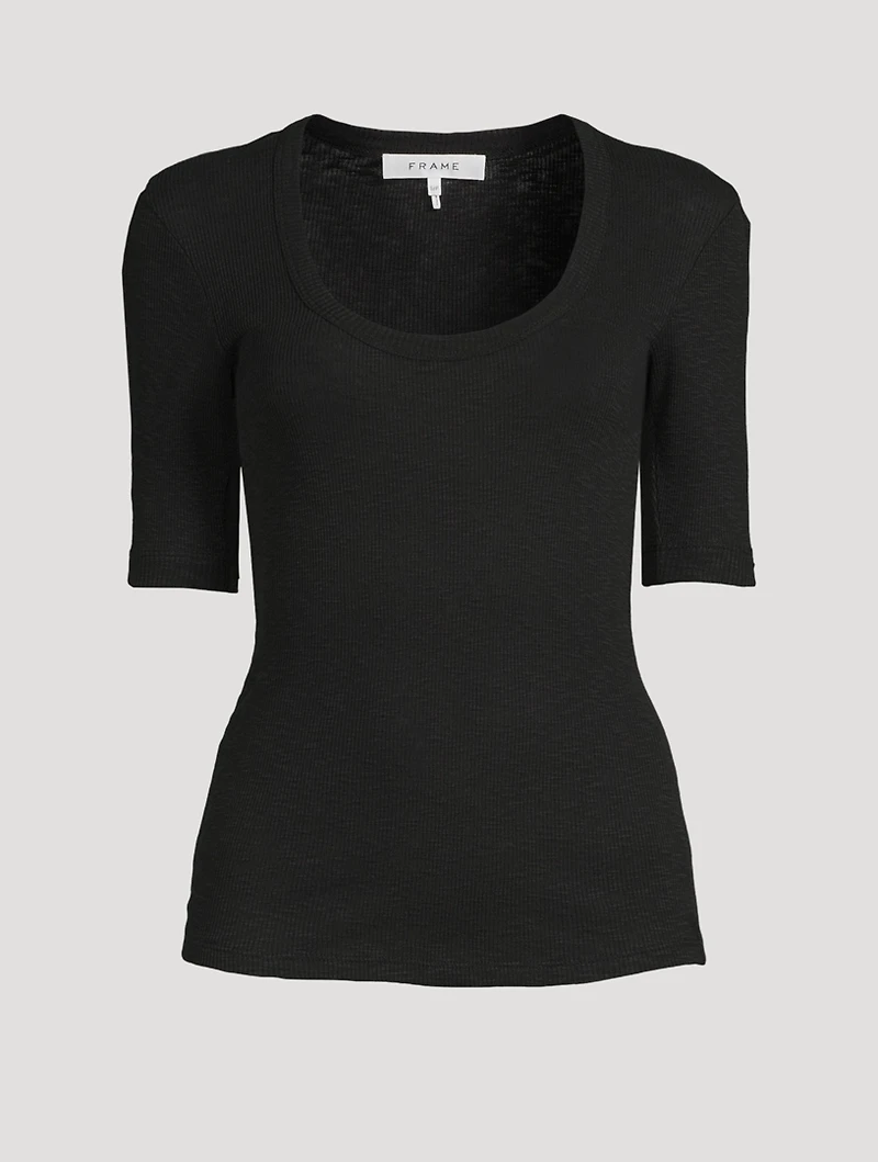 Elbow-Sleeve Scoopneck T-Shirt