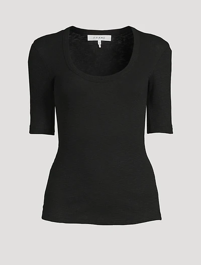 Elbow-Sleeve Scoopneck T-Shirt
