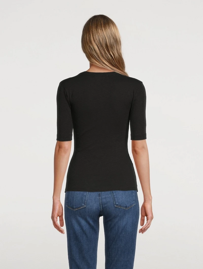 Elbow-Sleeve Scoopneck T-Shirt