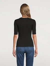 Elbow-Sleeve Scoopneck T-Shirt