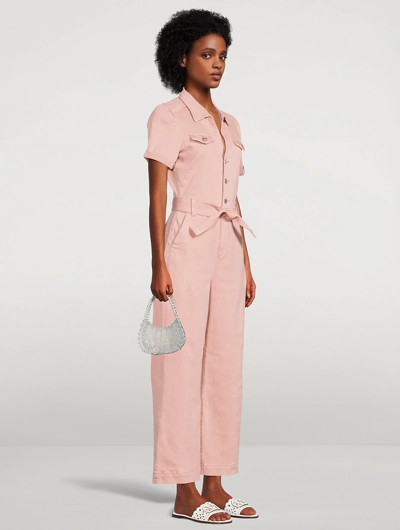 Anessa Puff-Sleeve Belted Jumpsuit