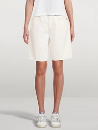 London High-Waisted Long Denim Shorts