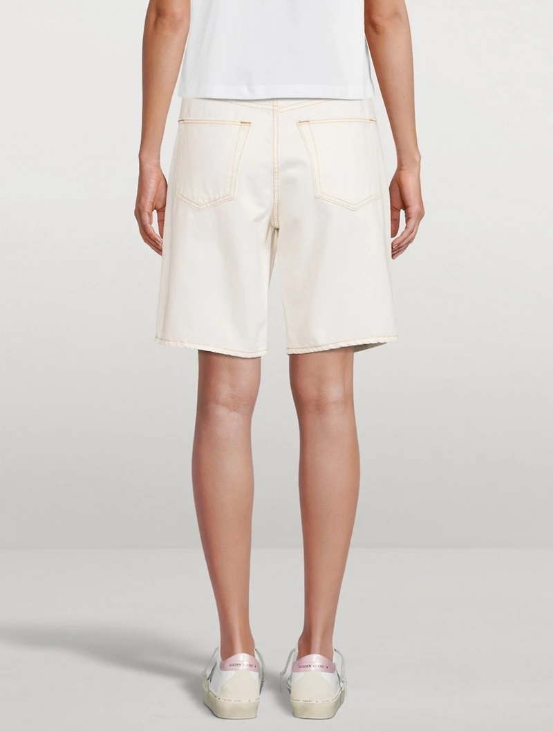 London High-Waisted Long Denim Shorts