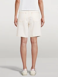 London High-Waisted Long Denim Shorts