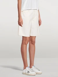 London High-Waisted Long Denim Shorts