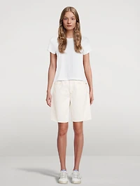 London High-Waisted Long Denim Shorts