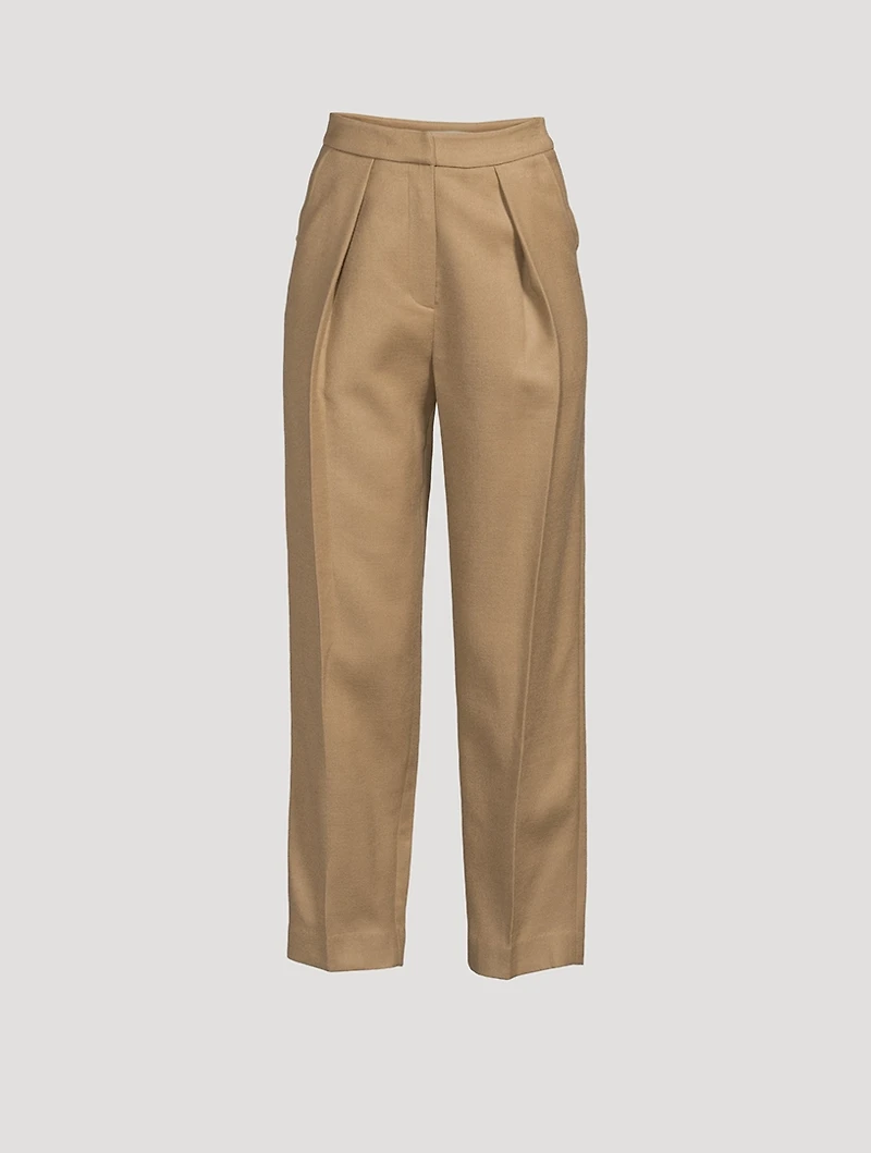Wool-Blend Reversed Tuck Pants