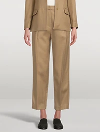 Wool-Blend Reversed Tuck Pants