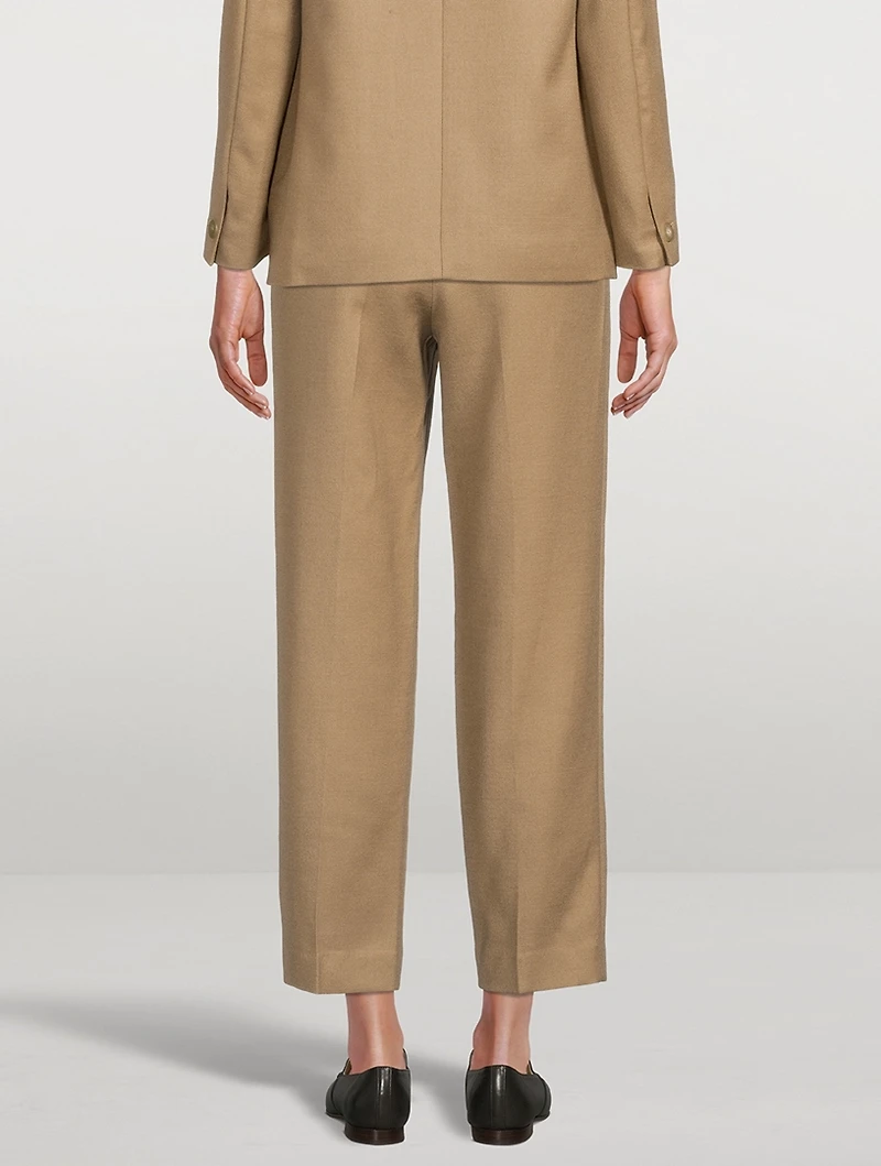 Wool-Blend Reversed Tuck Pants