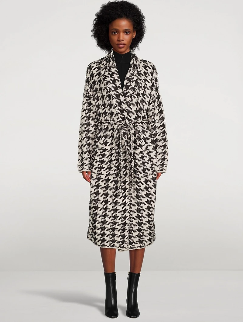 Viola Houndstooth Jacquard Belted Sweater Coat