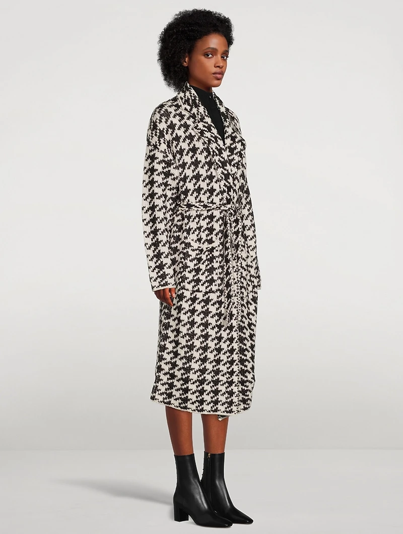 Viola Houndstooth Jacquard Belted Sweater Coat