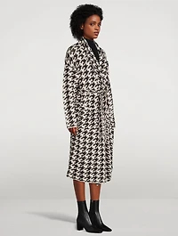 Viola Houndstooth Jacquard Belted Sweater Coat