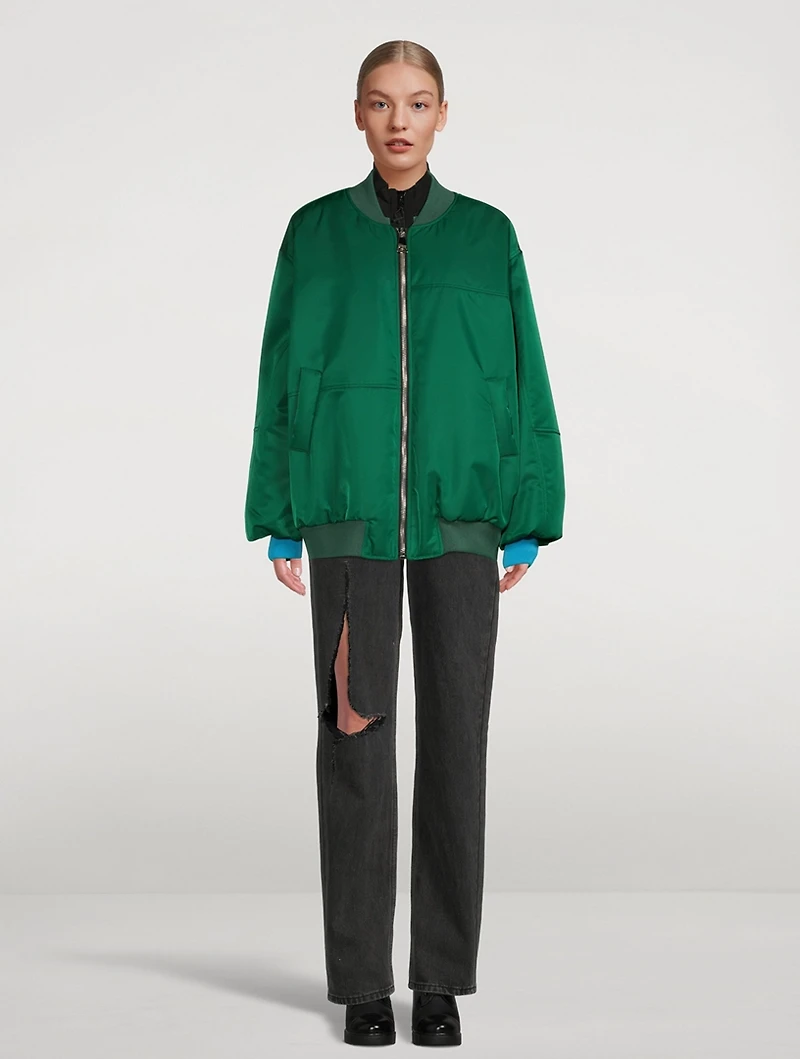 Satin Oversized Bomber Jacket