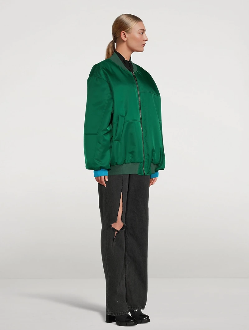 Satin Oversized Bomber Jacket