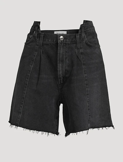 Pieced Angle Denim Shorts
