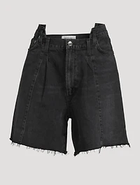 Pieced Angle Denim Shorts