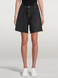 Pieced Angle Denim Shorts