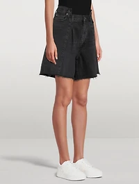 Pieced Angle Denim Shorts