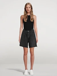 Pieced Angle Denim Shorts