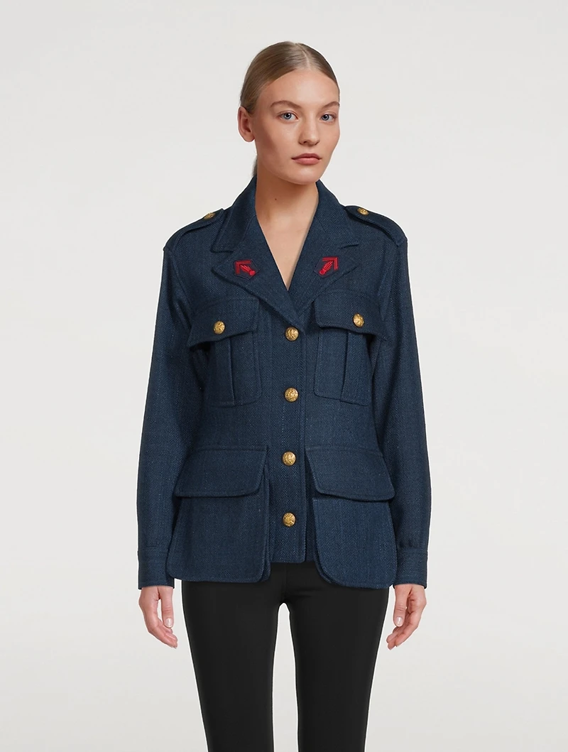 Wool And Alpaca Bellows Pocket Army Jacket