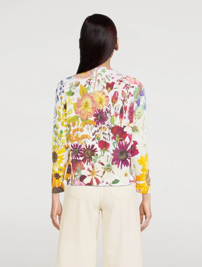 Knit Cardigan Floral Print