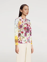 Knit Cardigan Floral Print