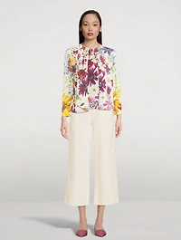 Knit Cardigan Floral Print