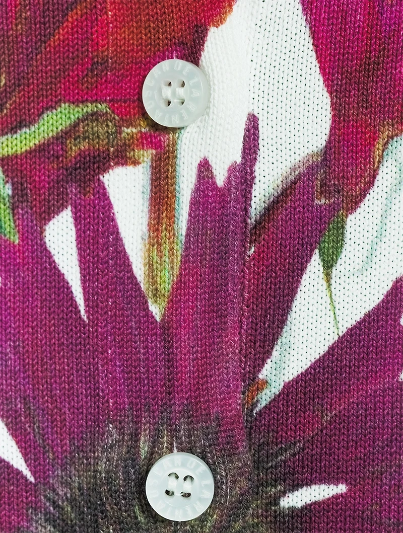 Knit Cardigan Floral Print