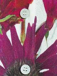 Knit Cardigan Floral Print