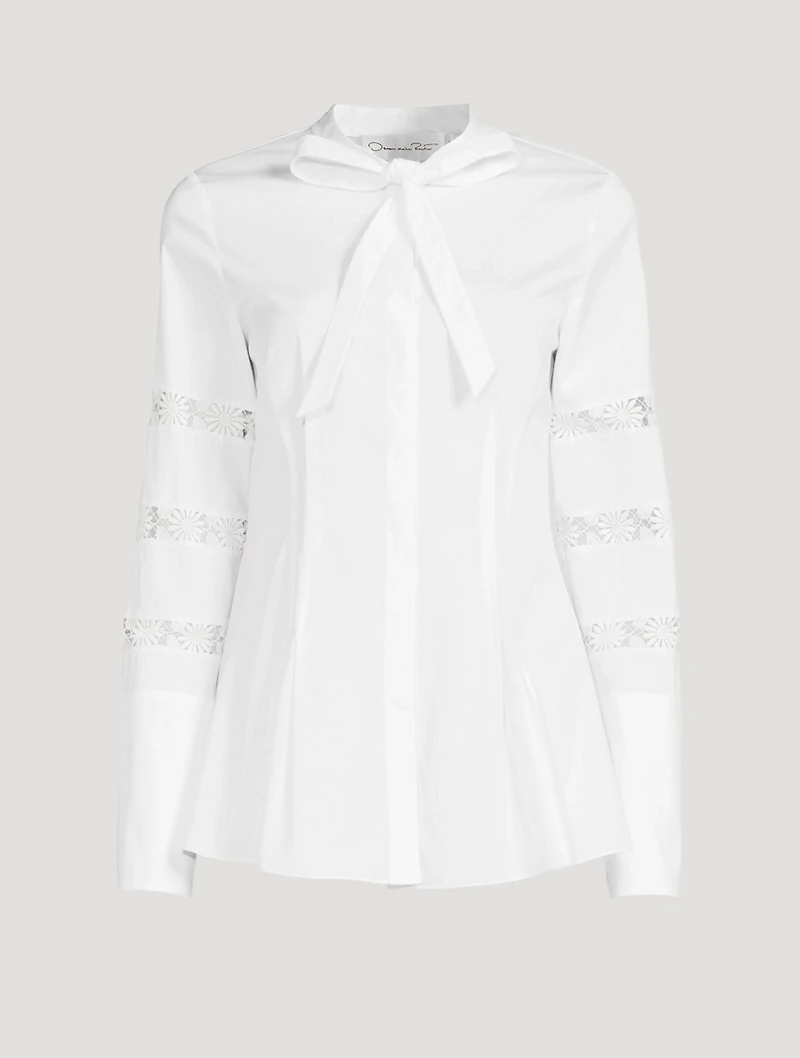 Cotton Poplin Blouse With Trim