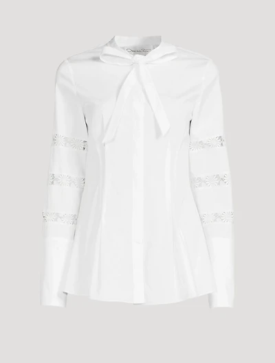 Cotton Poplin Blouse With Trim