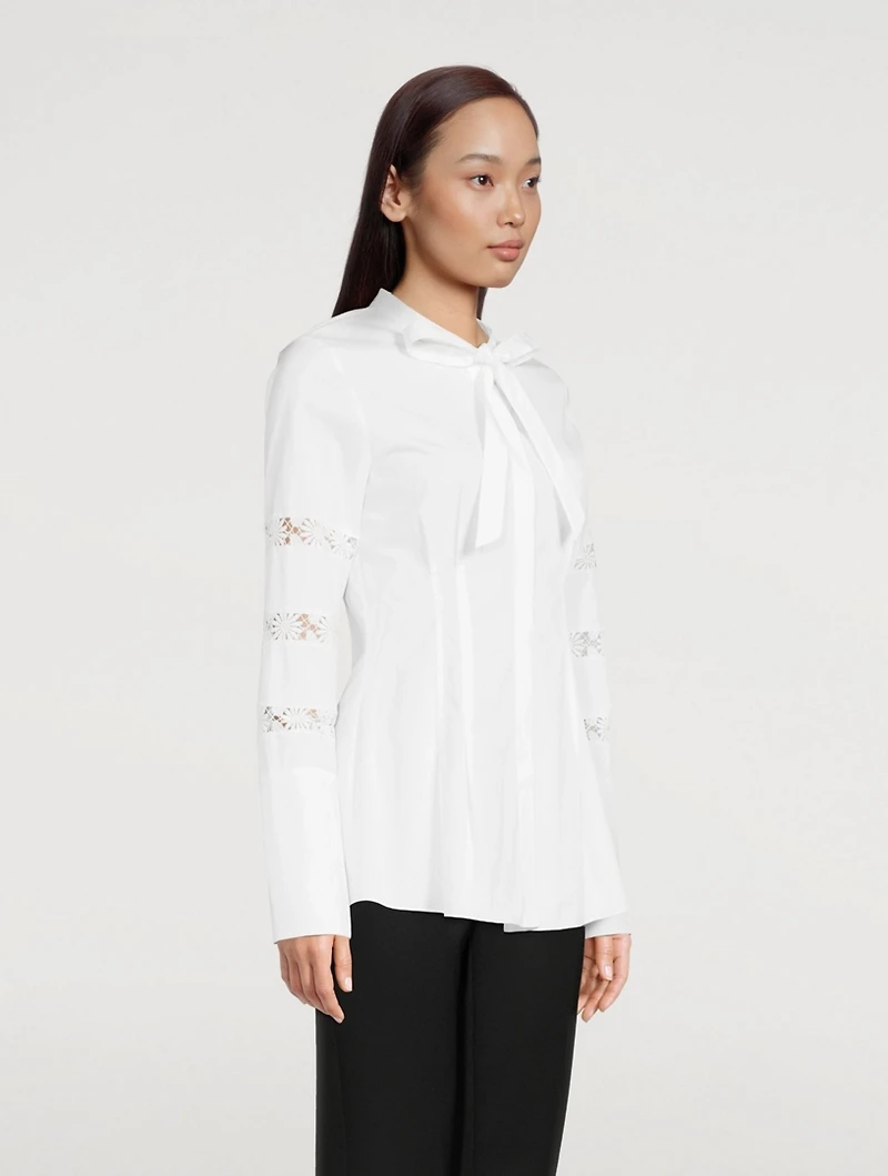 Cotton Poplin Blouse With Trim