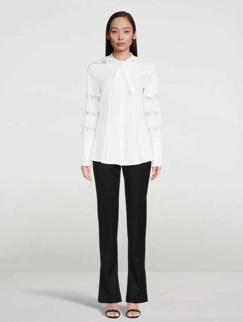 Cotton Poplin Blouse With Trim