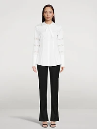 Cotton Poplin Blouse With Trim