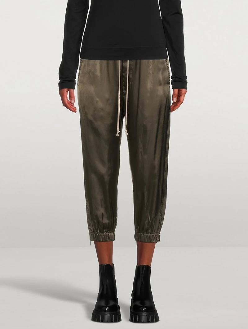 Cropped Satin Track Pants