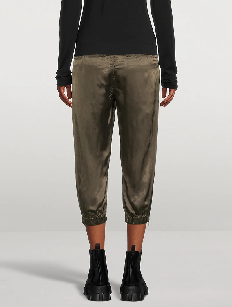 Cropped Satin Track Pants