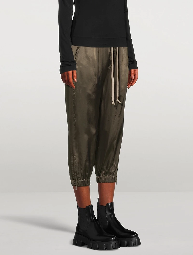 Cropped Satin Track Pants